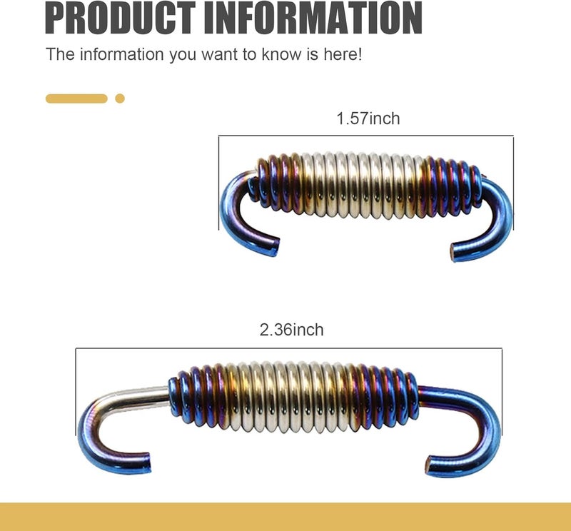 waswale 2 PCS Motorcycle Exhaust Muffler Spring, 40 mm-60 mm Extended Range Stainless Steel Exhaust Reinforced Spring Hook, Retrofit Parts, for Riding Motorcycles, Scooters, ATVs (Half Blue) - Image 2